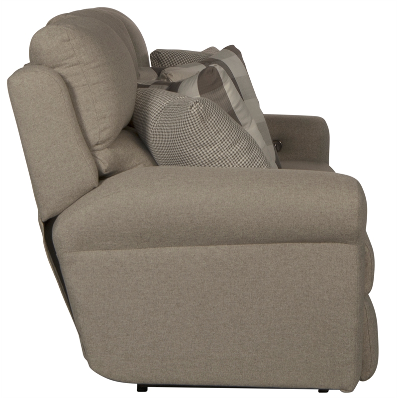 Pemberly Row Power Lay Flat Reclining Sofa in Gray Fabric with USB Ports