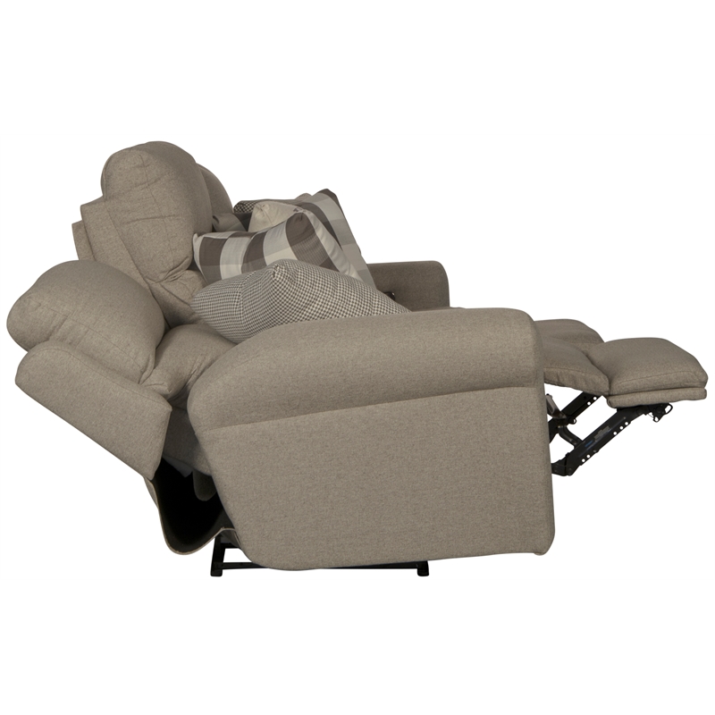 Pemberly Row Power Lay Flat Reclining Sofa in Gray Fabric with USB Ports