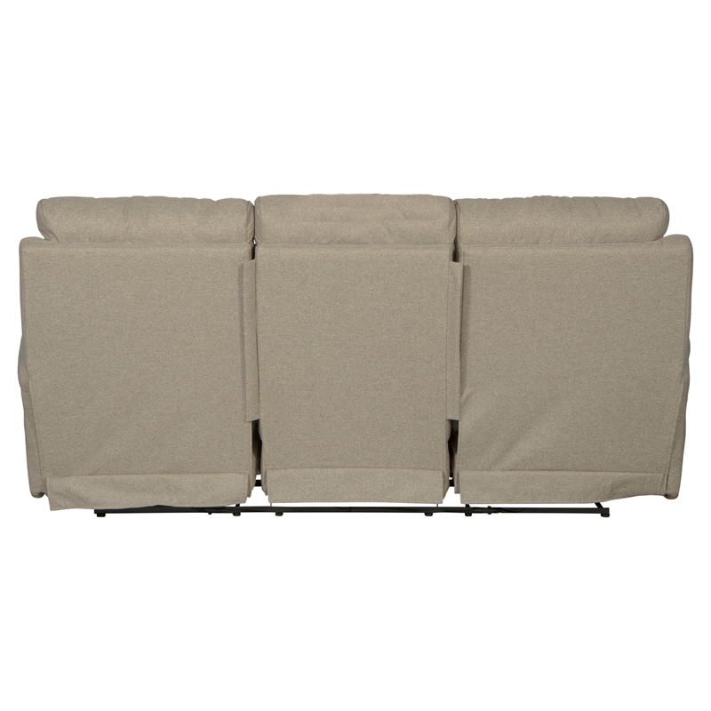 Pemberly Row Power Lay Flat Reclining Sofa in Gray Fabric with USB Ports