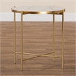 Pemberly Row Contemporary Gold Metal End Table with Round Marble Top