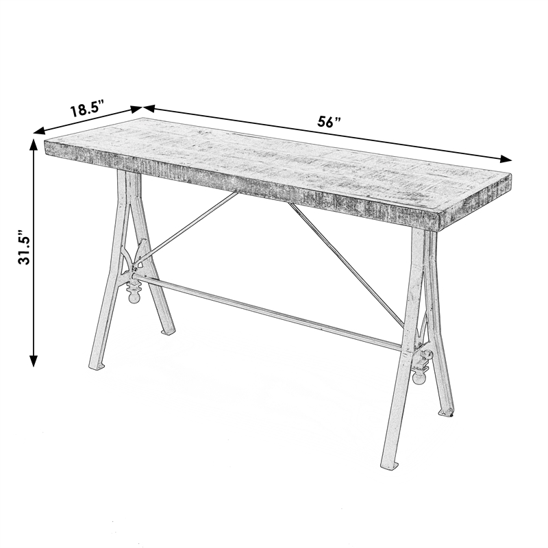 Pemberly Row Croyden Wood Console Table with Iron Base in Brown/Black