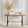 Pemberly Row Croyden Wood Console Table with Iron Base in Brown/Black