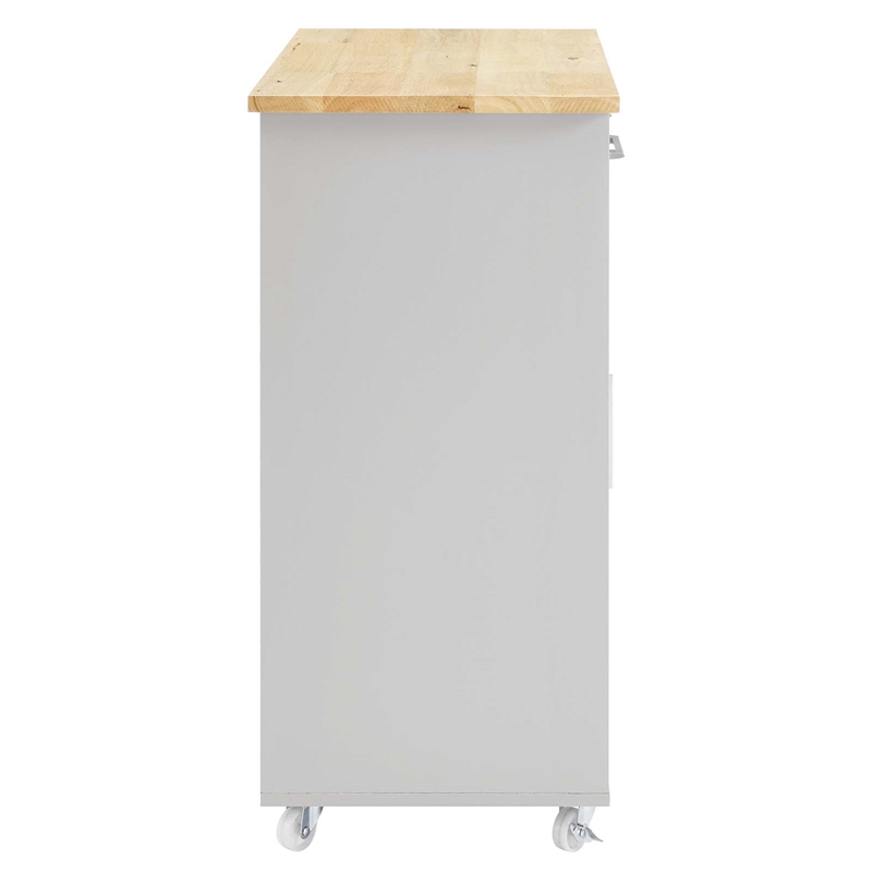 Pemberly Row Culinary Kitchen Cart with Towel Bar in Light Gray/Natural