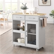 Pemberly Row Culinary Kitchen Cart with Towel Bar in Light Gray/Natural