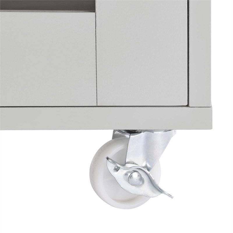Pemberly Row Culinary Kitchen Cart with Towel Bar in Light Gray/Natural