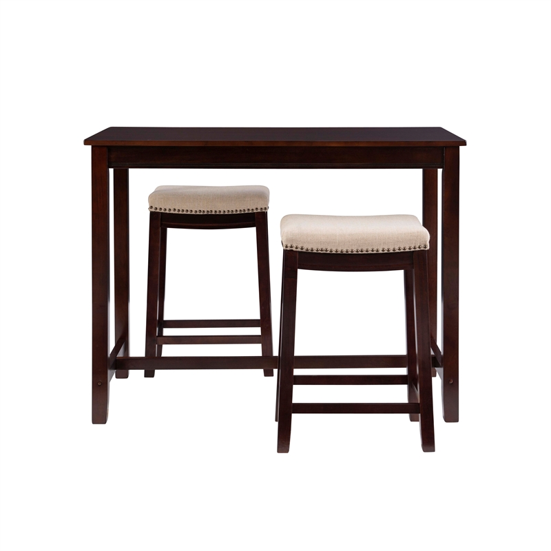 Pemberly Row 3-Piece Walnut Counter Height Dining Set with Padded Seats