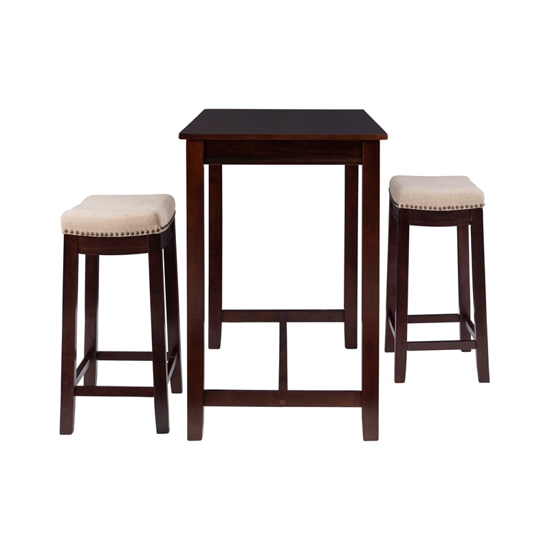 Pemberly Row 3-Piece Walnut Counter Height Dining Set with Padded Seats