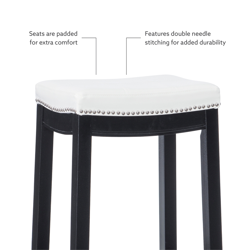 Pemberly Row 3-Piece Bar Dining Set White Faux Leather and Black Finish