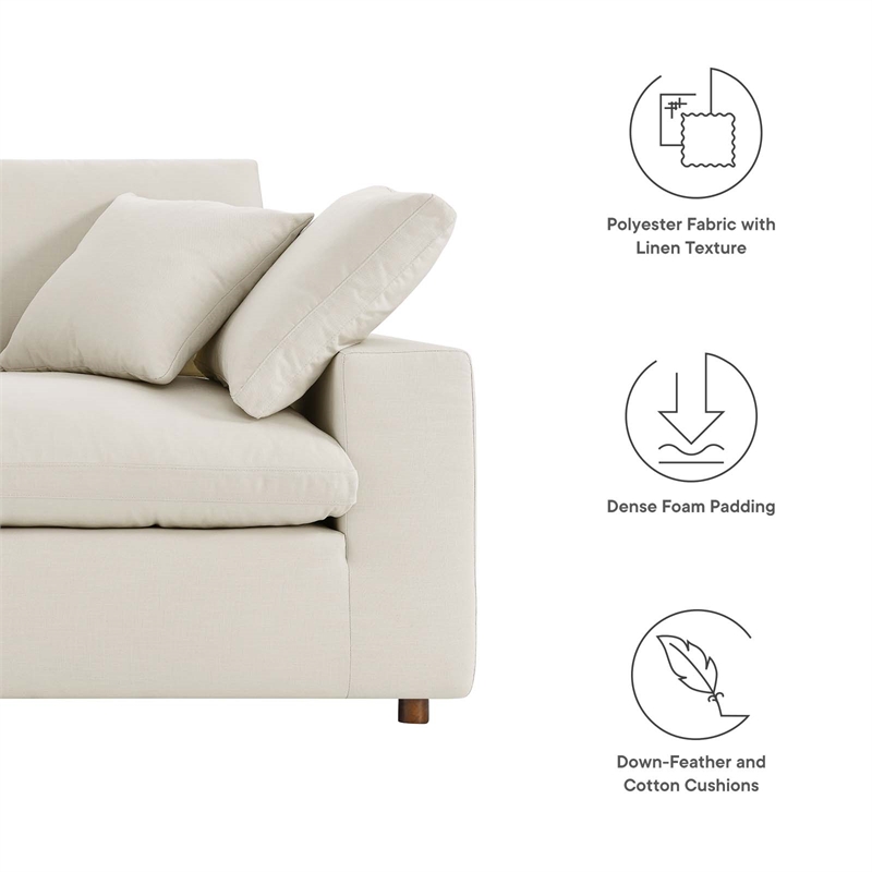 Pemberly Row Upholstered Modern Fabric Loveseat in Light Beige with Wood Frame