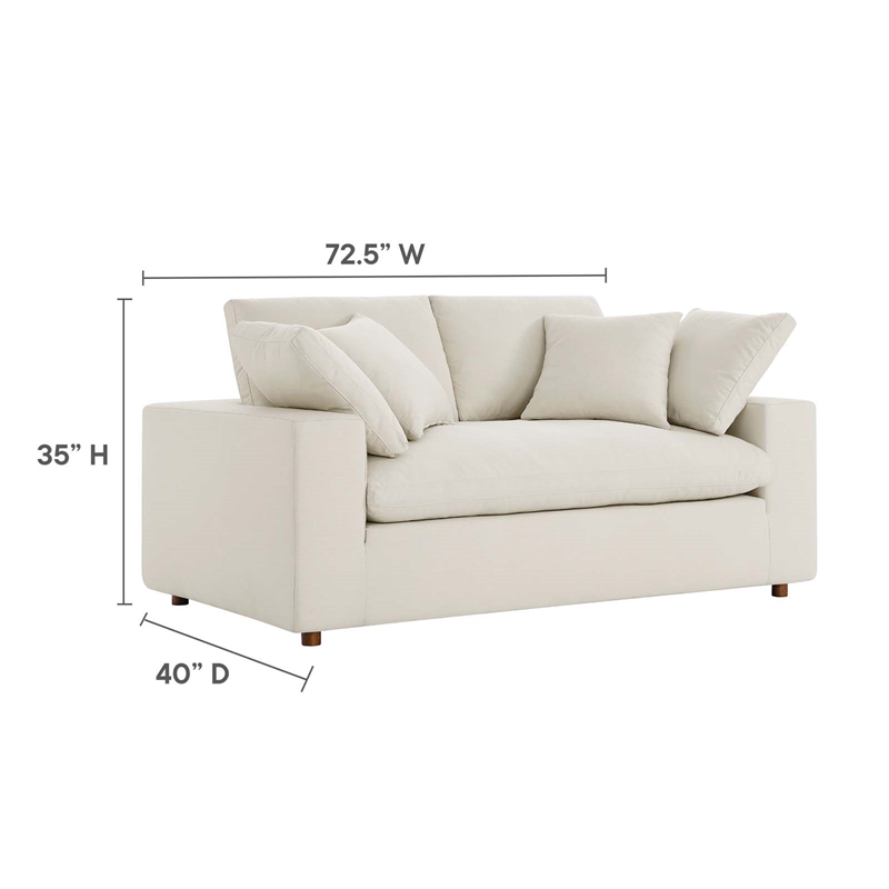 Pemberly Row Upholstered Modern Fabric Loveseat in Light Beige with Wood Frame