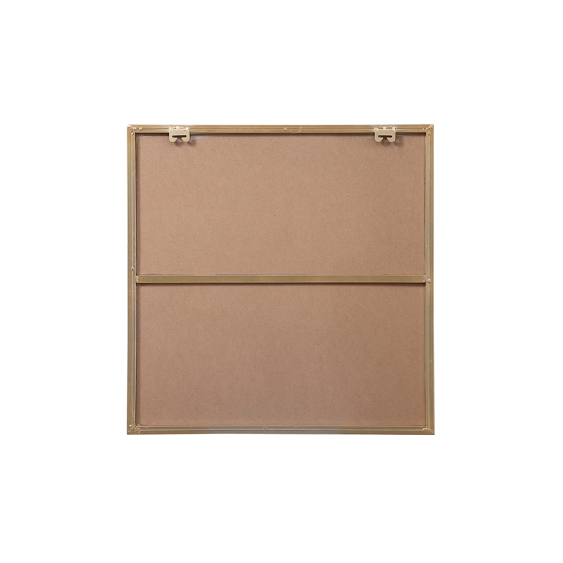 Pemberly Row Square Modern Vanity Mirror in Metal and MDF Brass Finish