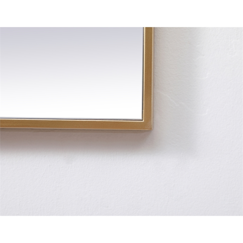 Pemberly Row Square Modern Vanity Mirror in Metal and MDF Brass Finish