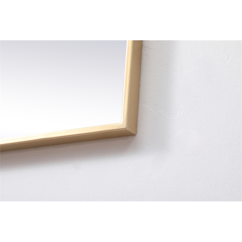 Pemberly Row Square Modern Vanity Mirror in Metal and MDF Brass Finish