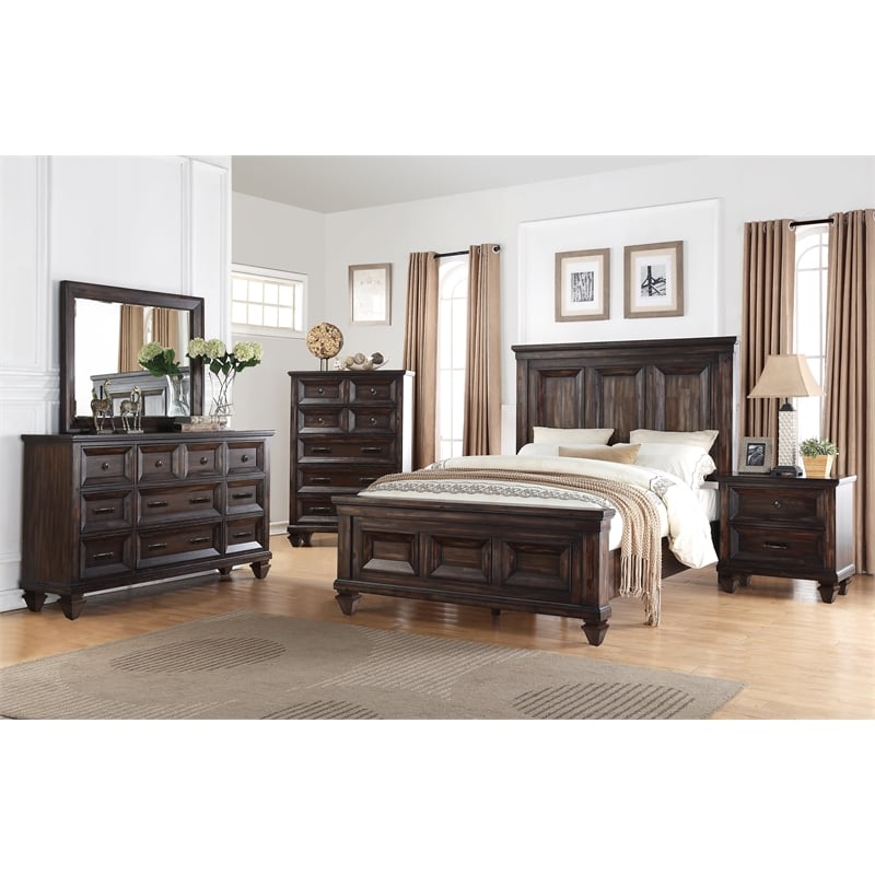 Pemberly Row California King Bed in Acacia Wood Walnut Finish