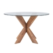 Pemberly Row 5-Piece Dining Set with Round Glass Table and Acacia Base