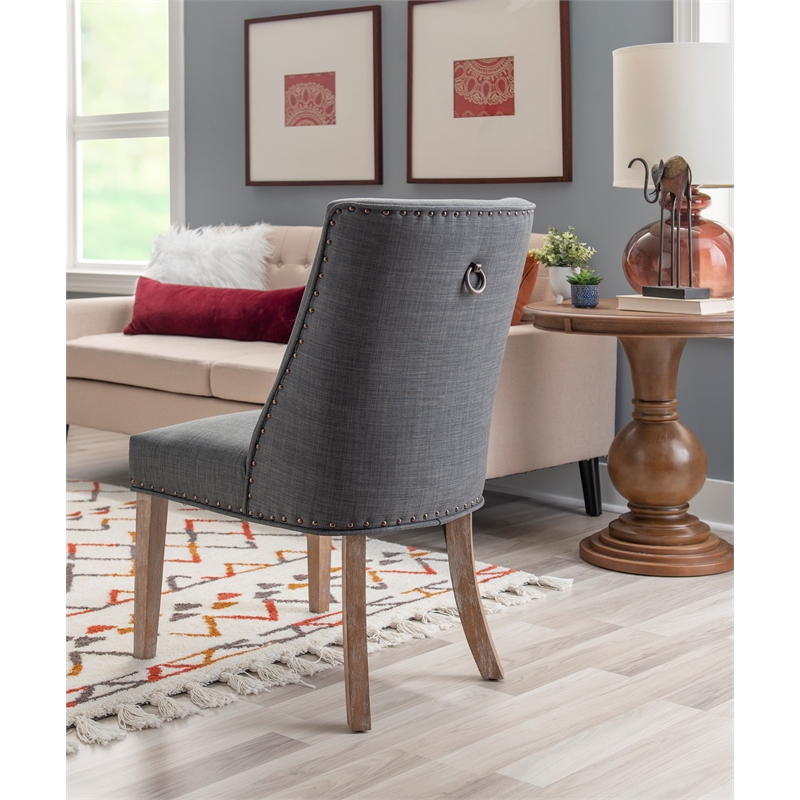 Pemberly Row 5-Piece Dining Set with Round Glass Table and Acacia Base