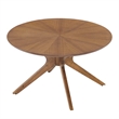 Pemberly Row Round Wooden Coffee Table with Intersecting Legs in Walnut