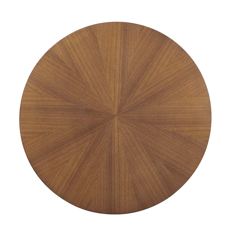 Pemberly Row Round Wooden Coffee Table with Intersecting Legs in Walnut