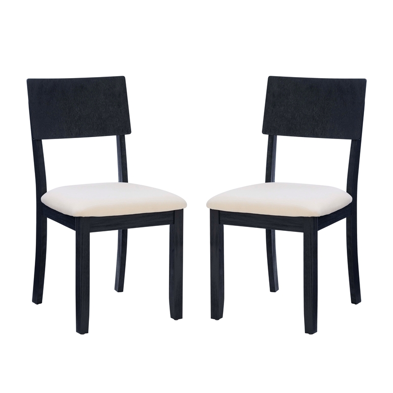Pemberly Row Set of 2 Dining Chairs in Acacia Wood and Charcoal Gray