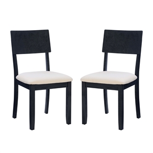 Pemberly Row Set of 2 Dining Chairs in Acacia Wood and Charcoal Gray