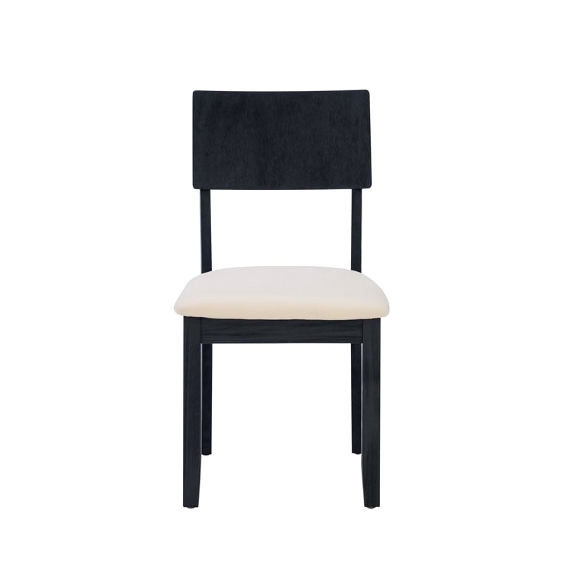 Pemberly Row Set of 2 Dining Chairs in Acacia Wood and Charcoal Gray