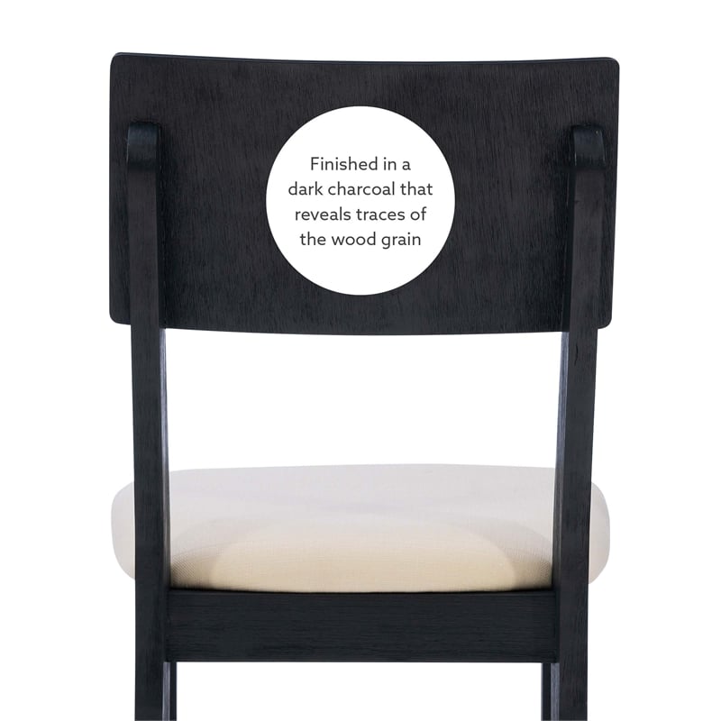 Pemberly Row Set of 2 Dining Chairs in Acacia Wood and Charcoal Gray
