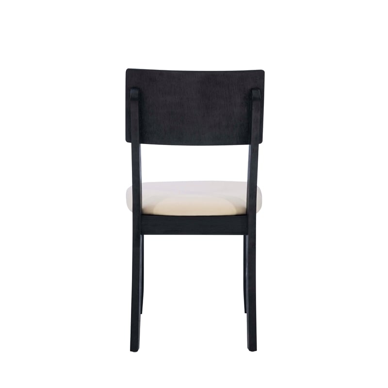 Pemberly Row Set of 2 Dining Chairs in Acacia Wood and Charcoal Gray