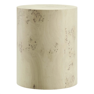 Pemberly Row 16&quot Round Burl Wood Side Table in Bleached Brown Finish