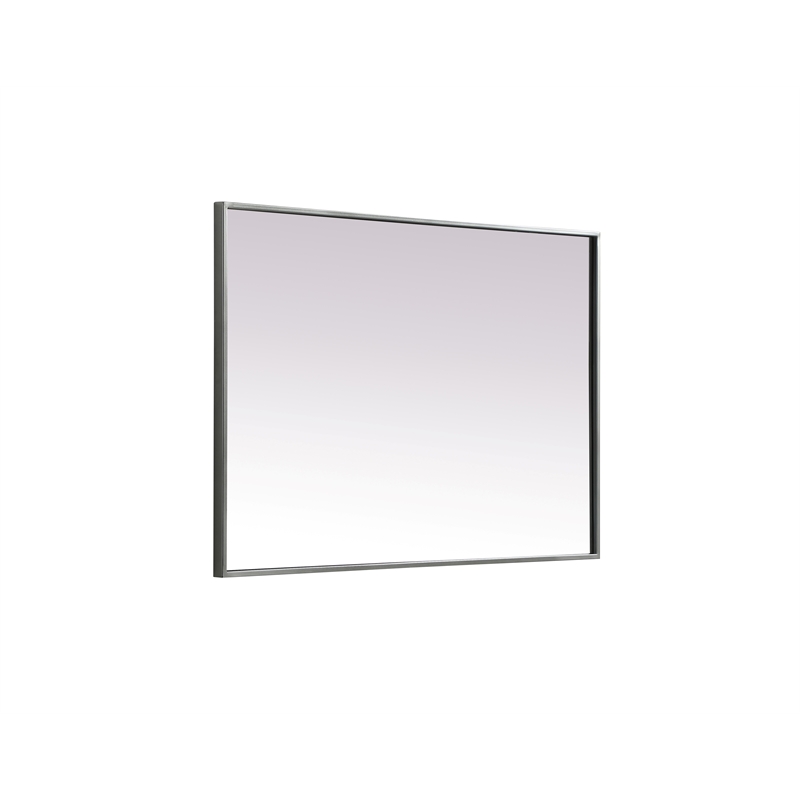 Pemberly Row Rectangle Modern MDF Wood and Iron Mirror in Silver
