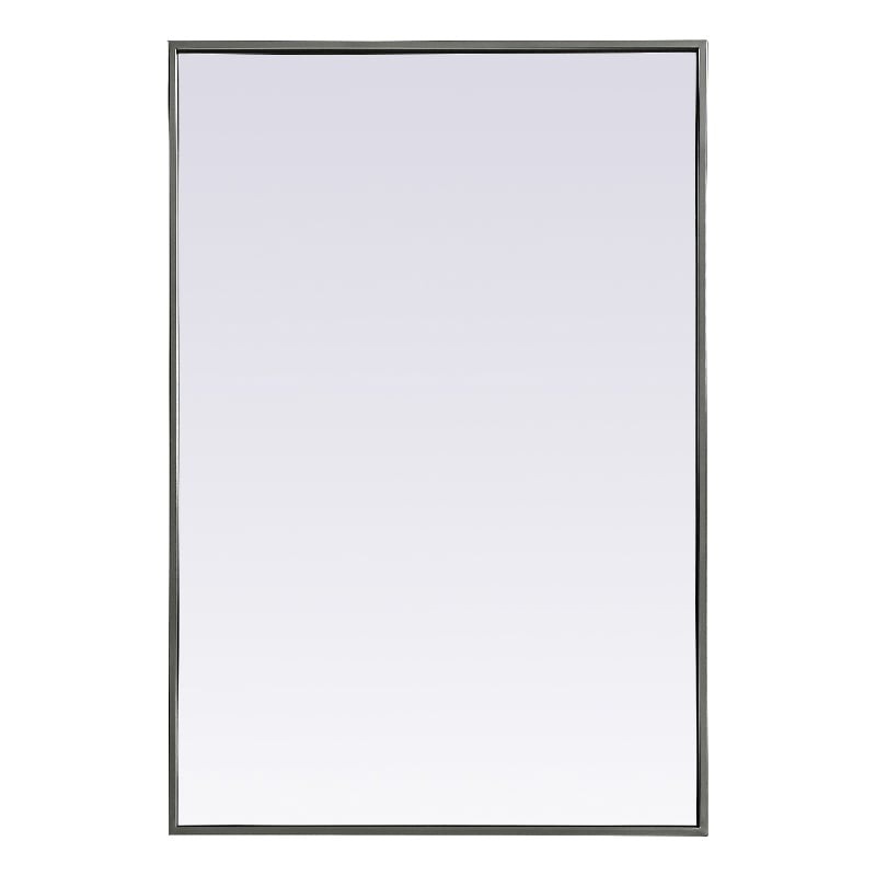 Pemberly Row Rectangle Modern MDF Wood and Iron Mirror in Silver