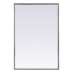 Pemberly Row Rectangle Modern MDF Wood and Iron Mirror in Silver