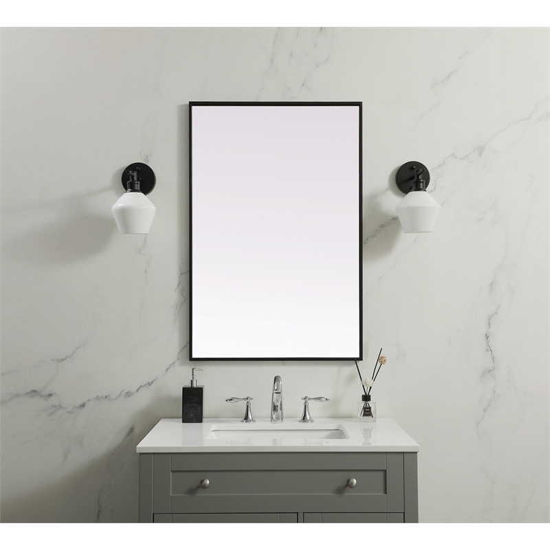 Pemberly Row Rectangle Full-Length MDF Wood Mirror in Black Finish