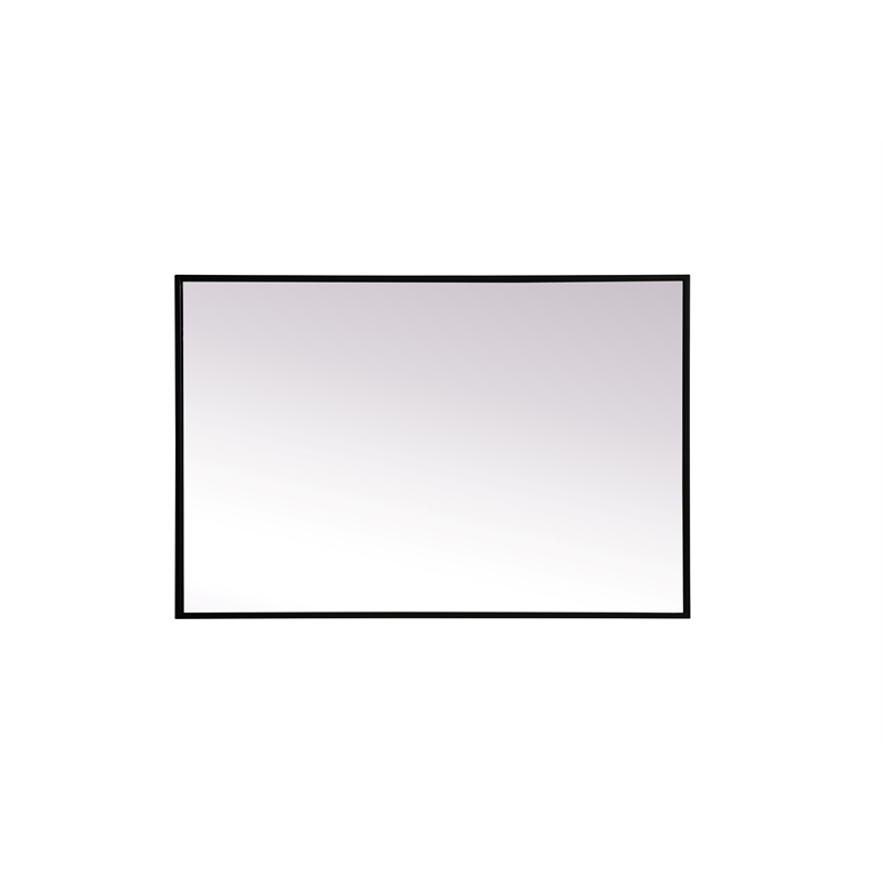 Pemberly Row Rectangle Full-Length MDF Wood Mirror in Black Finish