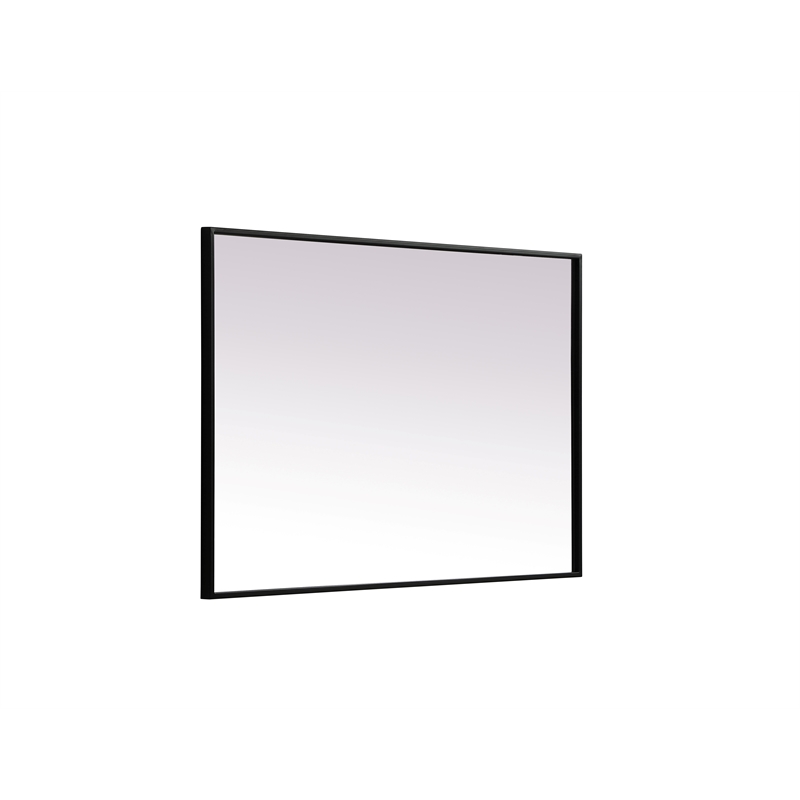 Pemberly Row Rectangle Full-Length MDF Wood Mirror in Black Finish