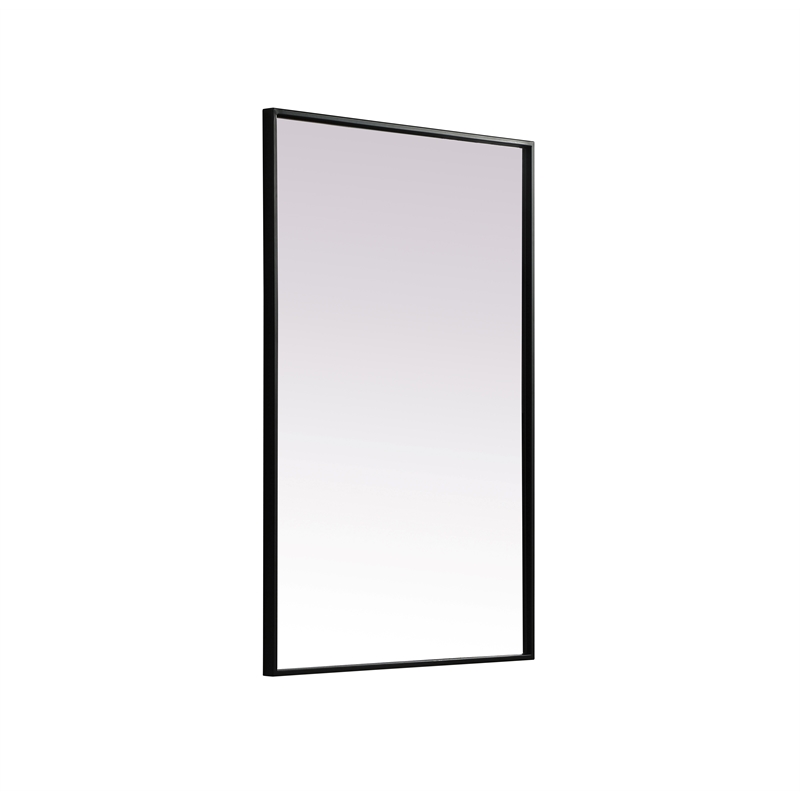 Pemberly Row Rectangle Full-Length MDF Wood Mirror in Black Finish