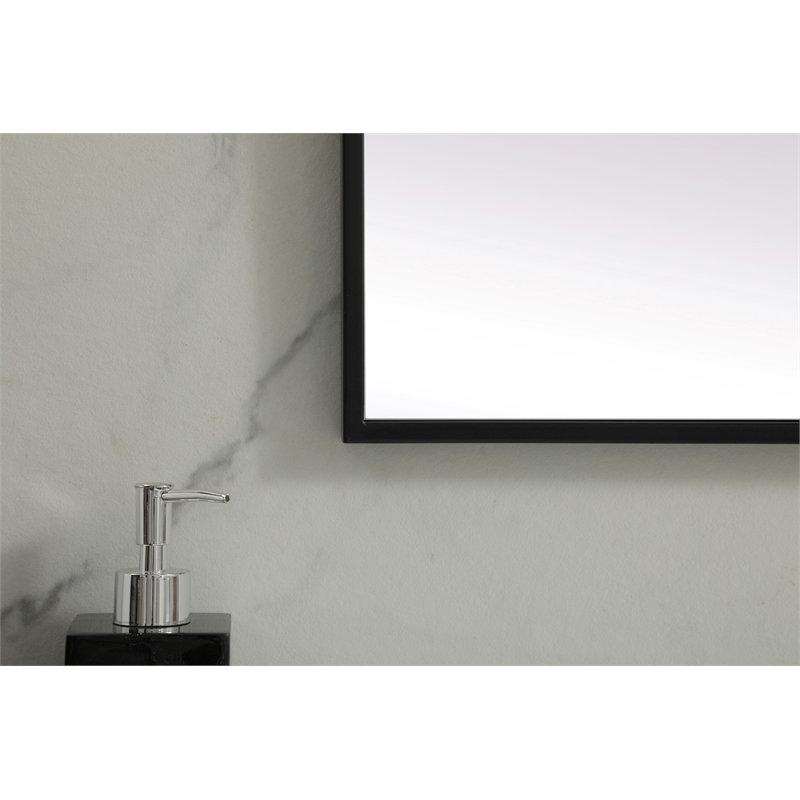 Pemberly Row Rectangle Full-Length MDF Wood Mirror in Black Finish