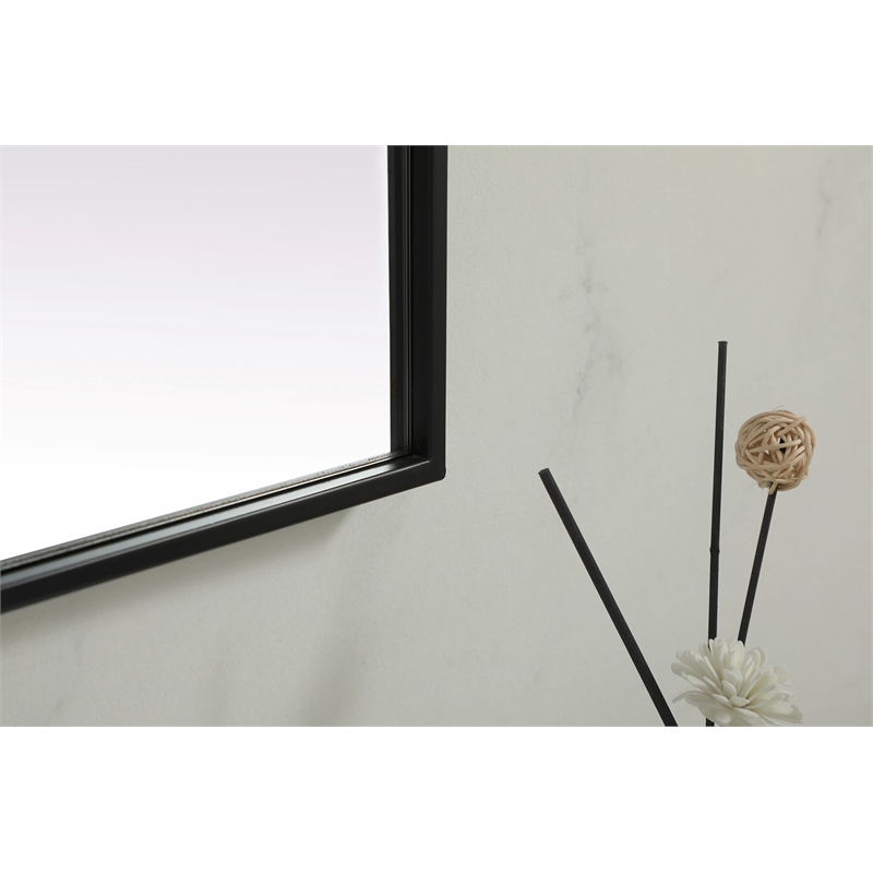Pemberly Row Rectangle Full-Length MDF Wood Mirror in Black Finish