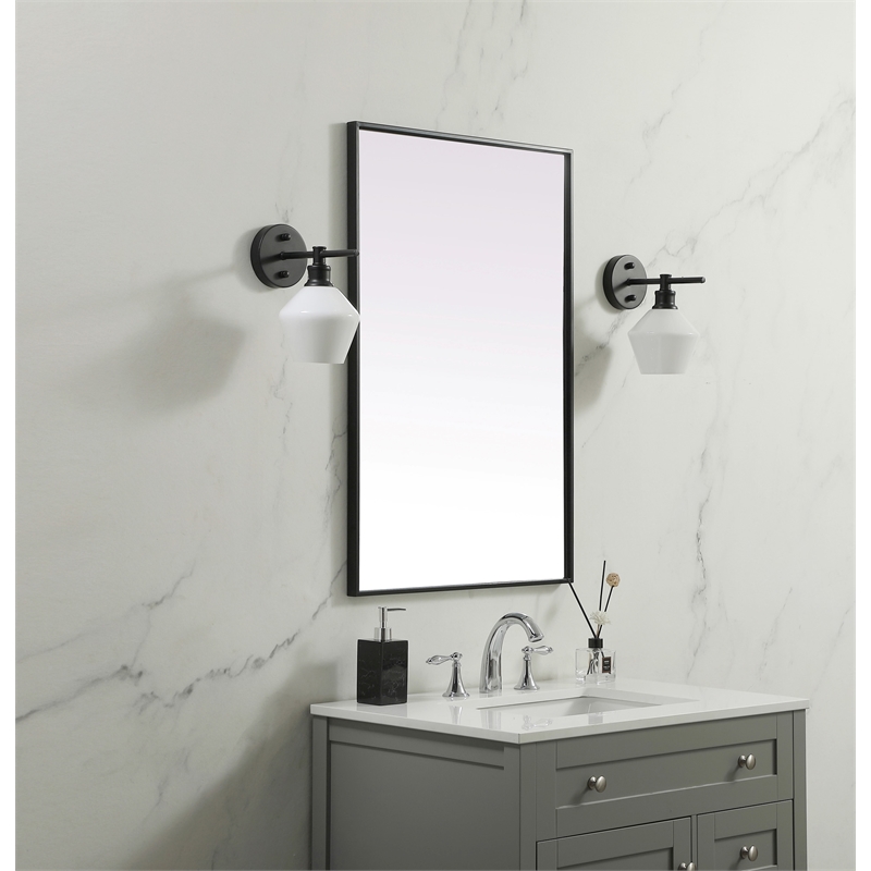 Pemberly Row Rectangle Full-Length MDF Wood Mirror in Black Finish