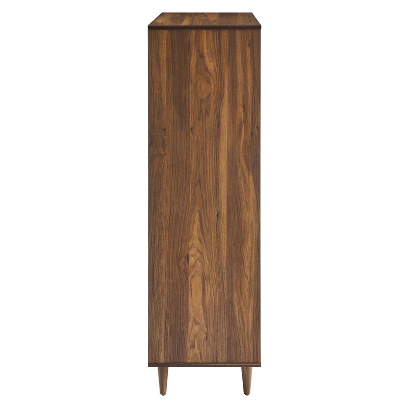 Pemberly Row 5-Drawer Wood Chest in Walnut Finish with Tapered Legs
