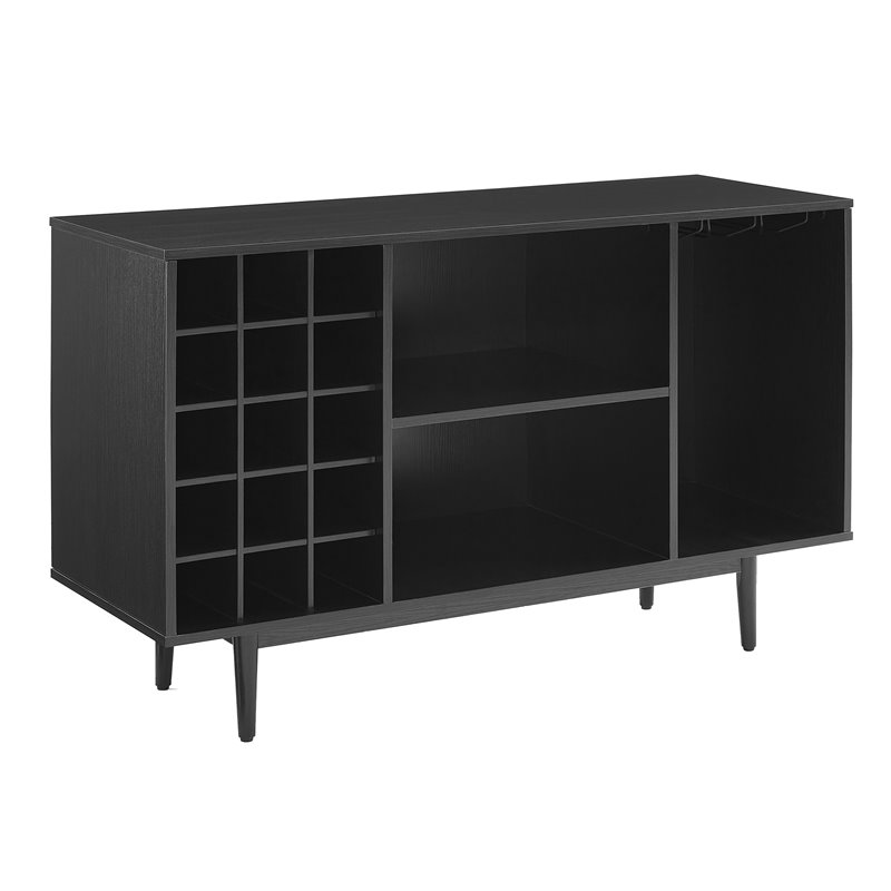 Pemberly Row Modern Engineered Wood Wine Storage Sideboard in Black