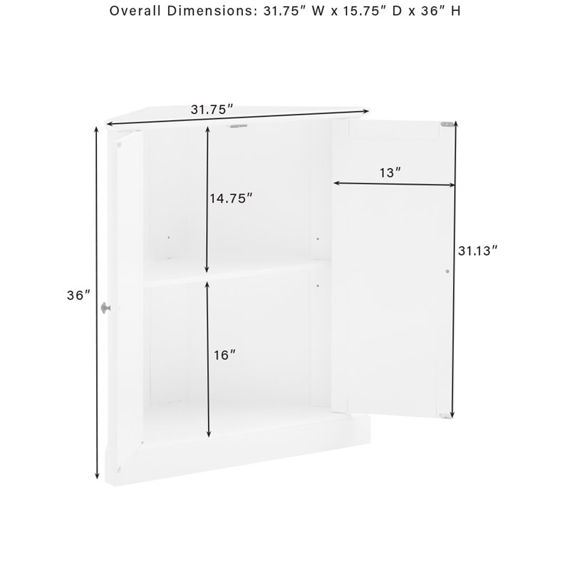 Pemberly Row MDF Wood Stackable Corner Pantry in White Finish