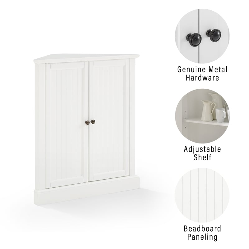 Pemberly Row MDF Wood Stackable Corner Pantry in White Finish