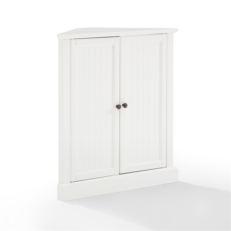 Pemberly Row MDF Wood Stackable Corner Pantry in White Finish