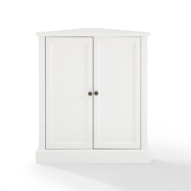 Pemberly Row MDF Wood Stackable Corner Pantry in White Finish