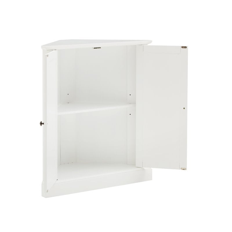 Pemberly Row MDF Wood Stackable Corner Pantry in White Finish