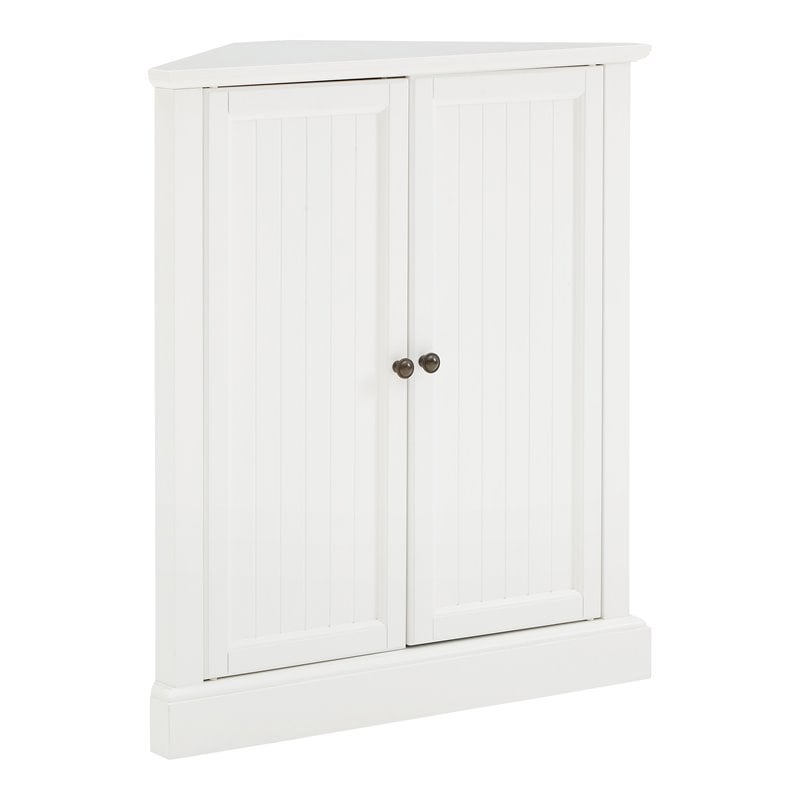 Pemberly Row MDF Wood Stackable Corner Pantry in White Finish