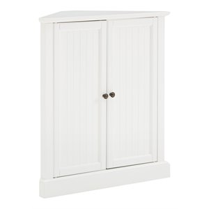 Pemberly Row MDF Wood Stackable Corner Pantry in White Finish
