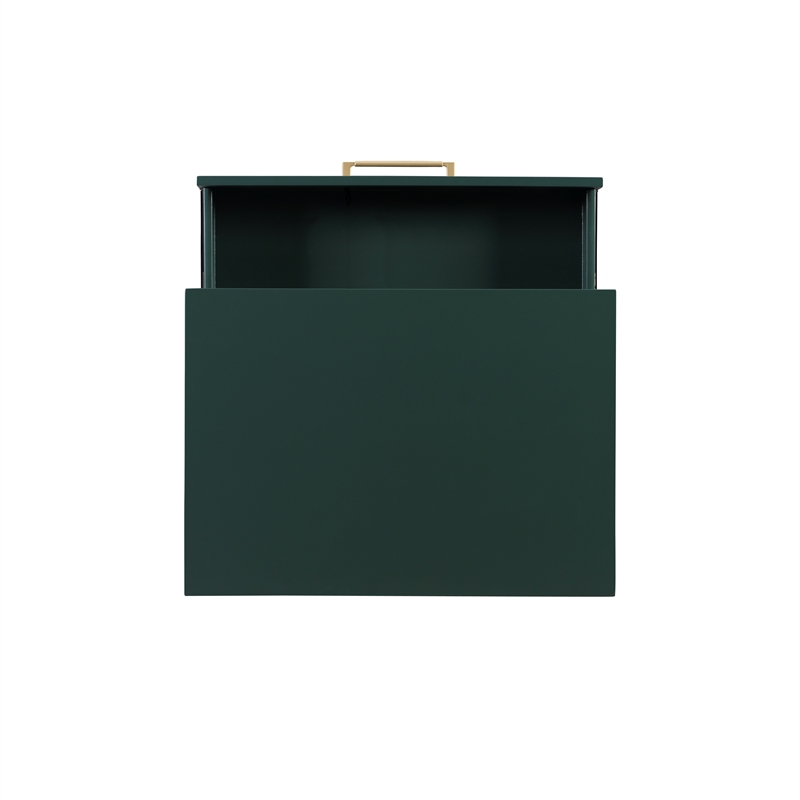 Pemberly Row Wooden Nightstand with Gold Accents in Dark Green Finish