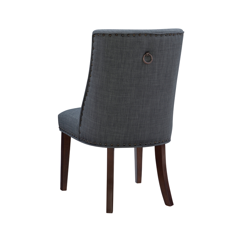 Pemberly Row 5-Piece Round Glass Dining Set with Gray Chairs & Espresso Base