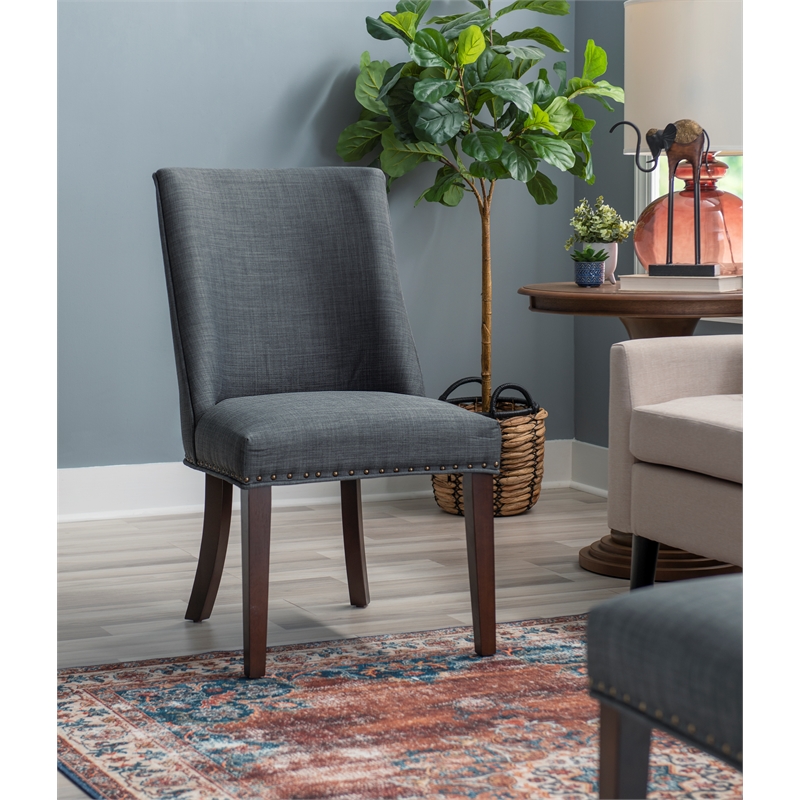Pemberly Row 5-Piece Round Glass Dining Set with Gray Chairs & Espresso Base